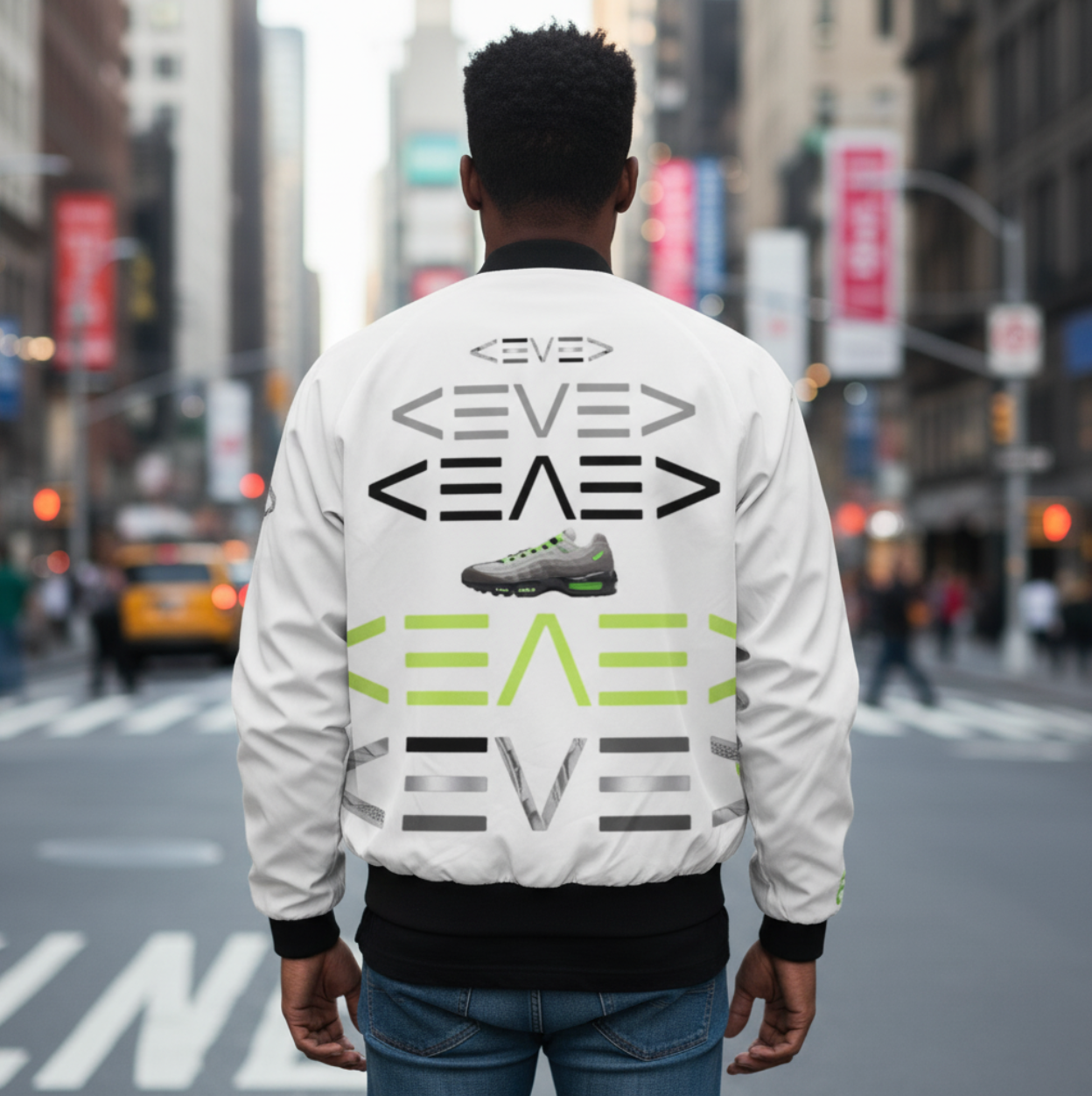 LIME GREEN LEVEL LOGO Men's All-Over Print Bomber Jacket
