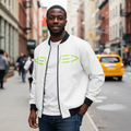 LIME GREEN LEVEL LOGO Men's All-Over Print Bomber Jacket