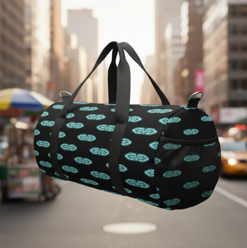 Levelz All Over Print Small Duffel Bag (TEAL BADGE)