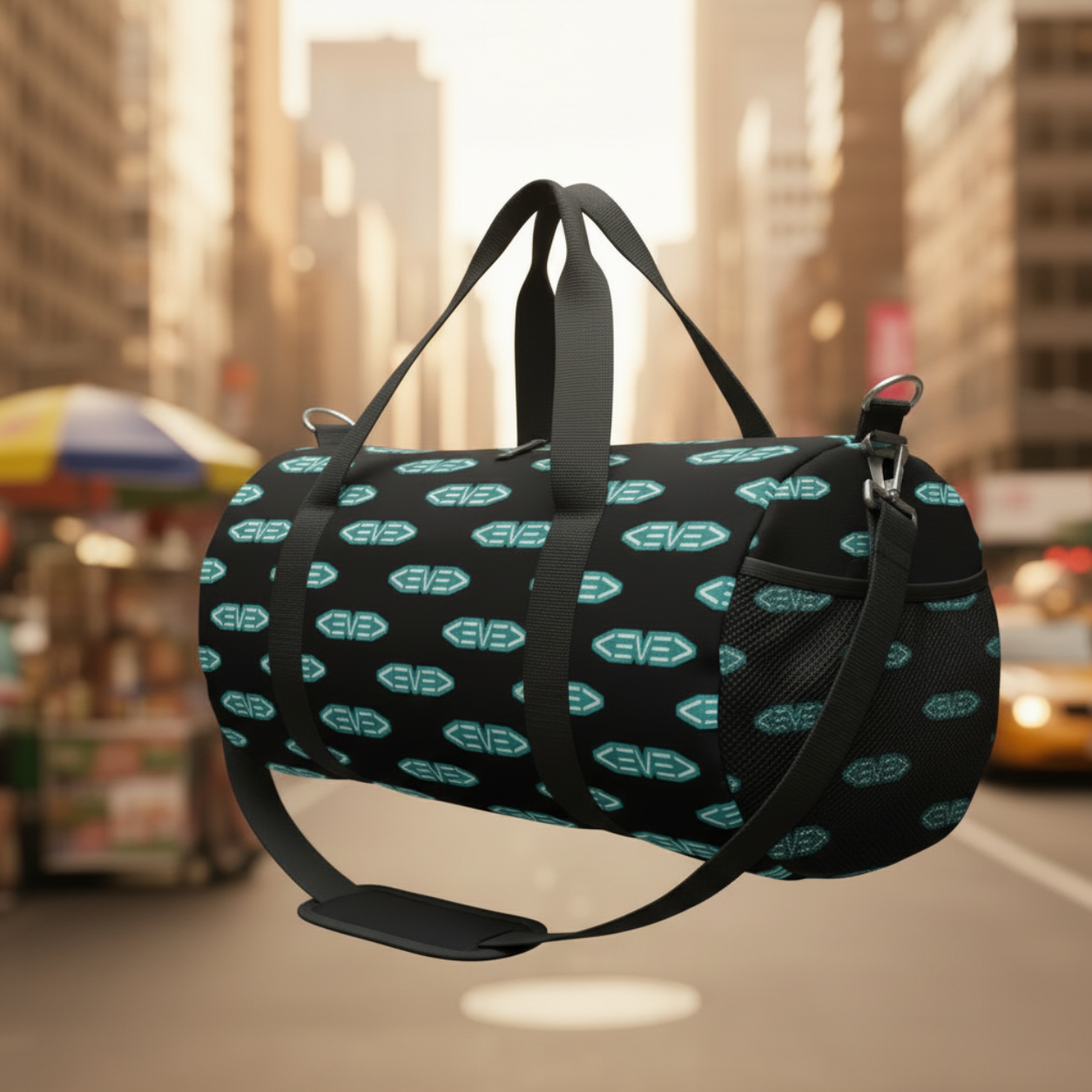 Levelz All Over Print Small Duffel Bag (TEAL BADGE)
