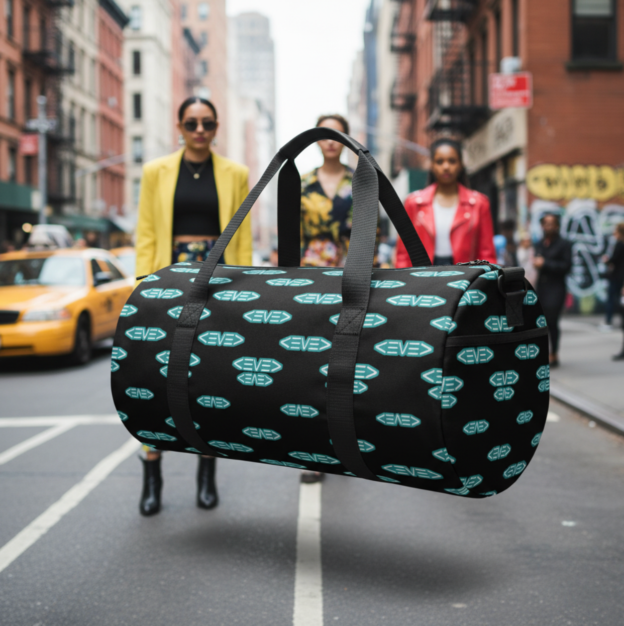 Levelz All Over Print Small Duffel Bag (TEAL BADGE)